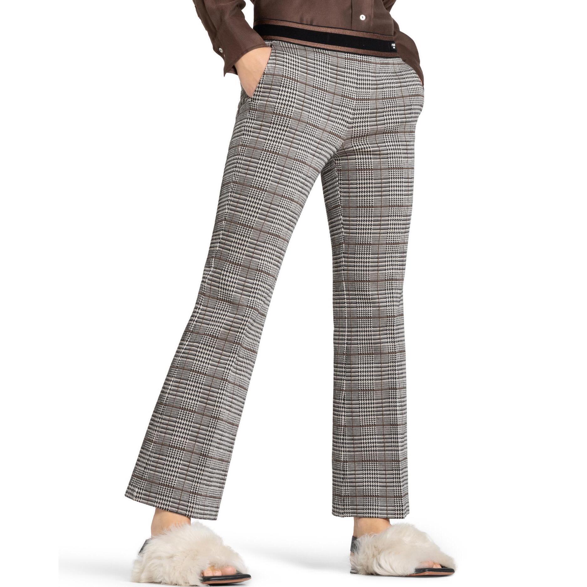 New Cambio Francoise Check Crop Pant In Black/Cream/Brown